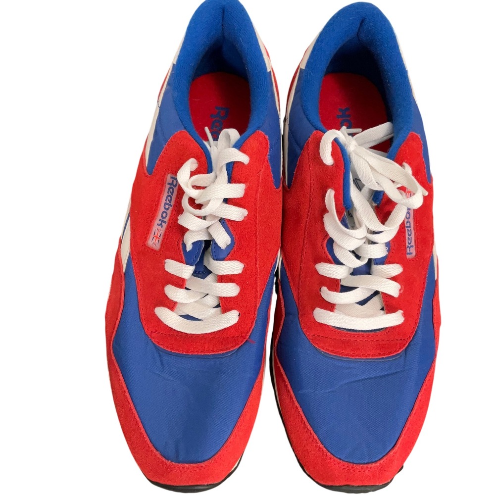 Reebok Rapide Shoes Men 10.5  Red Blue Suede Nylon Running Sneakers Retro V62130 - Picture 2 of 7